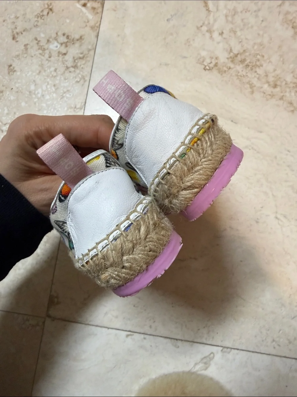 Sophia Webster Kids White Slip-On Moccasins with Pink Butterfly Appliqués